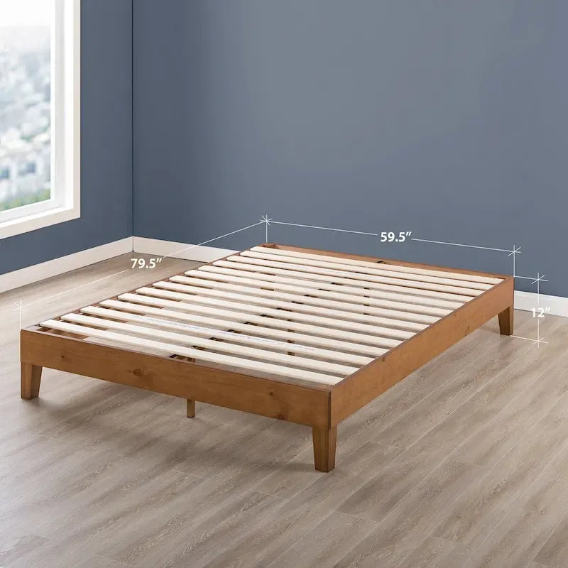 Grand Solid Wood 12-inch Platform Bed Frame by Crown Comfort
