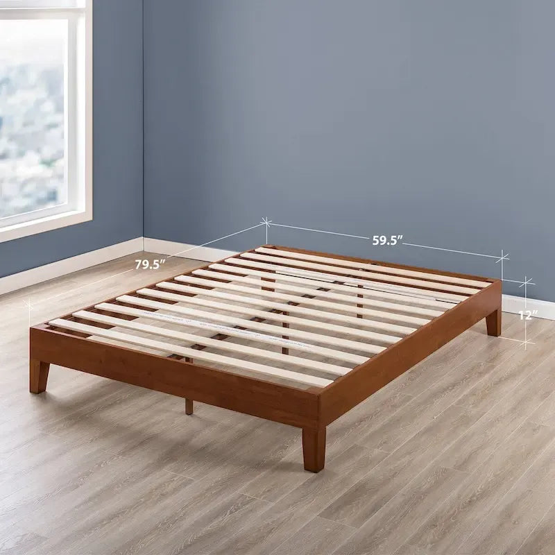 Grand Solid Wood 12-inch Platform Bed Frame by Crown Comfort