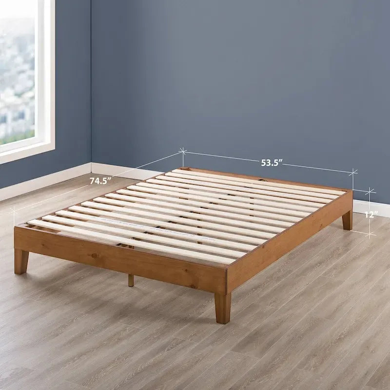 Grand Solid Wood 12-inch Platform Bed Frame by Crown Comfort