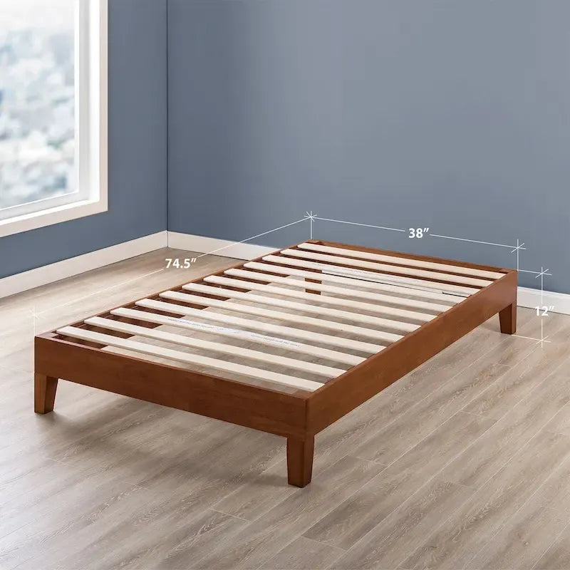 Grand Solid Wood 12-inch Platform Bed Frame by Crown Comfort