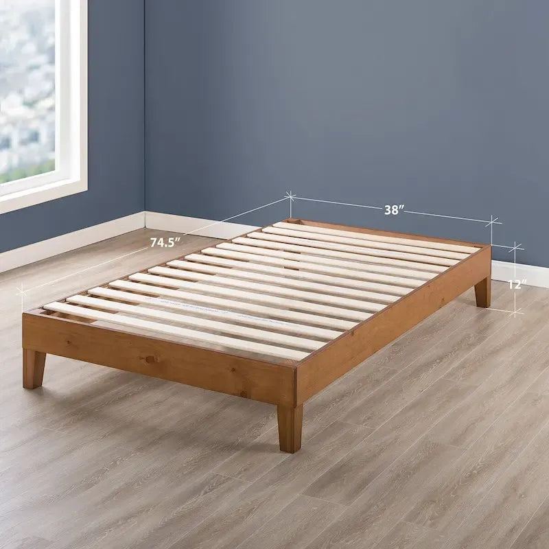 Grand Solid Wood 12-inch Platform Bed Frame by Crown Comfort