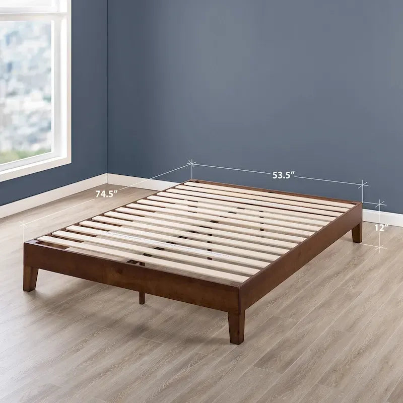 Grand Solid Wood 12-inch Platform Bed Frame by Crown Comfort