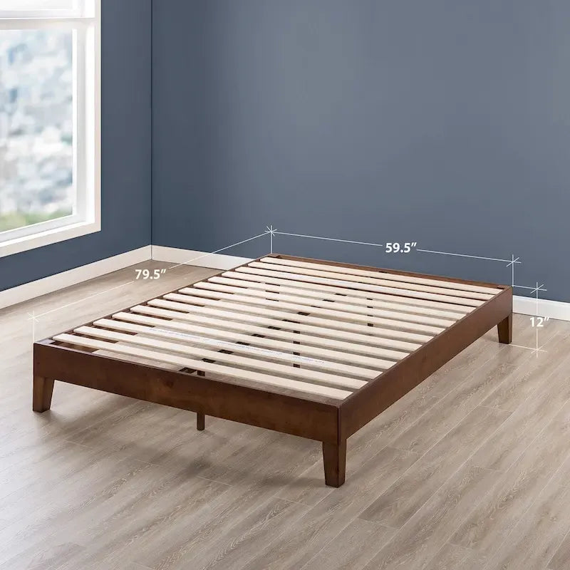 Grand Solid Wood 12-inch Platform Bed Frame by Crown Comfort