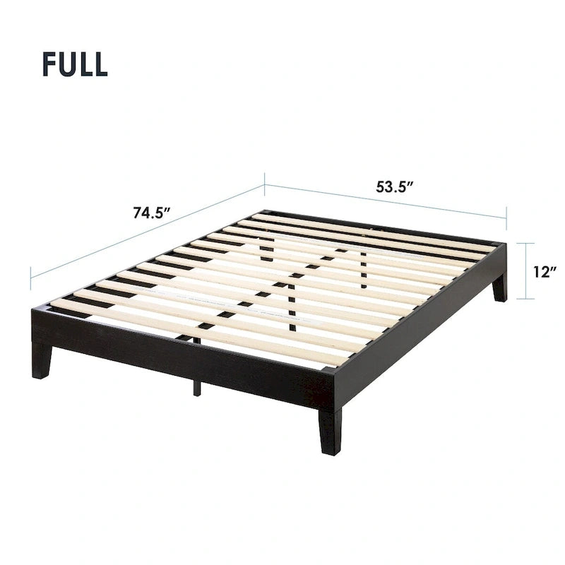 Grand Solid Wood 12-inch Platform Bed Frame by Crown Comfort