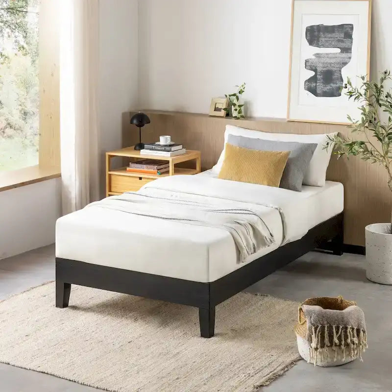 Grand Solid Wood 12-inch Platform Bed Frame by Crown Comfort
