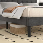 Javlergo Modern Upholstered Bed Frame with Height Adjustable Headboard, No Box Spring Needed