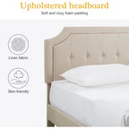 Javlergo Modern Upholstered Bed Frame with Height Adjustable Headboard, No Box Spring Needed