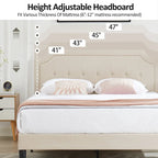 Javlergo Modern Upholstered Bed Frame with Height Adjustable Headboard, No Box Spring Needed