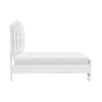 Russ Queen Platform Bed, LED Accents, Silver Faux Leather Upholstery, White