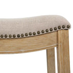 Sadie Saddle-Seat Wood Bar Stool with Upholstered Seat