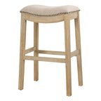 Sadie Saddle-Seat Wood Bar Stool with Upholstered Seat