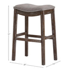 Sadie Saddle-Seat Wood Bar Stool with Upholstered Seat