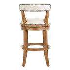 Pasha Wood Swivel Bar Stool with Upholstered Seat and Back