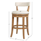 Pasha Wood Swivel Bar Stool with Upholstered Seat and Back