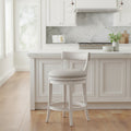Pasha Wood Swivel Bar Stool with Upholstered Seat and Back
