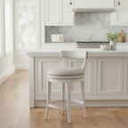 Pasha Wood Swivel Bar Stool with Upholstered Seat and Back