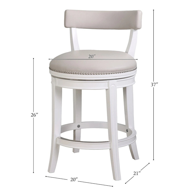 Pasha Wood Swivel Bar Stool with Upholstered Seat and Back