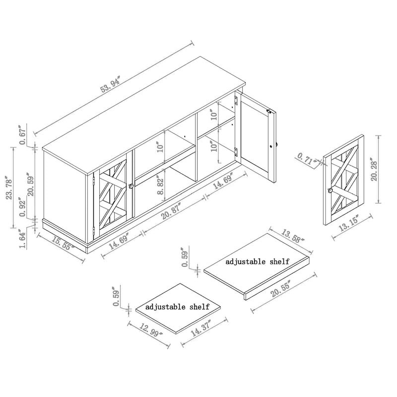 54 Faux Raw Wood TV Stand for 60 TVs - 54 in Width