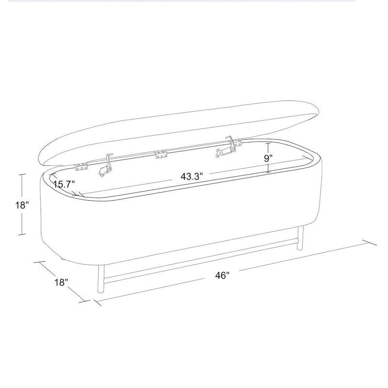 HomePop Ellipse Modern Storage Bench with Metal Legs