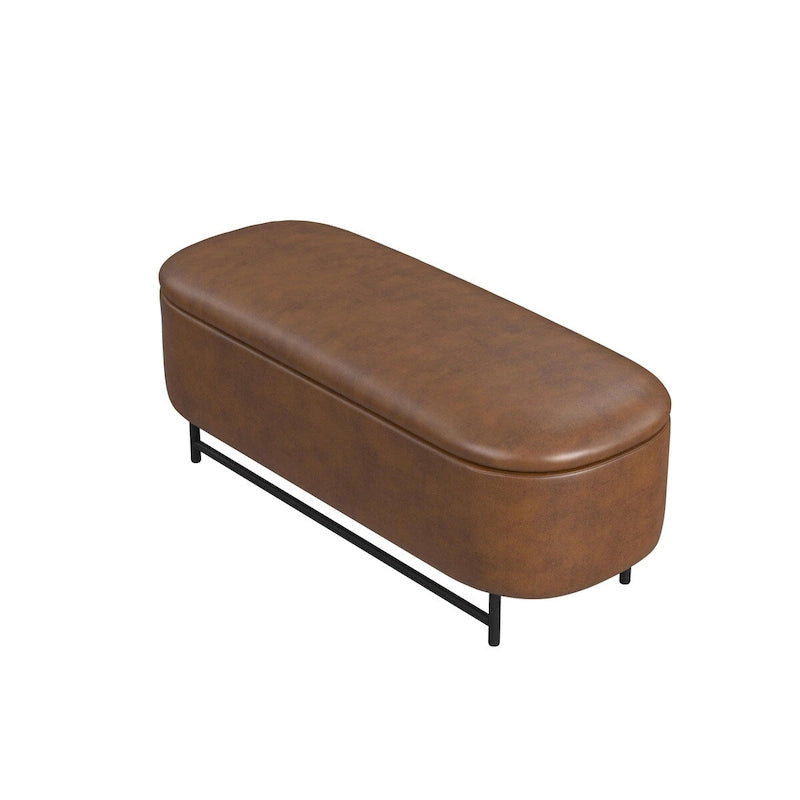 HomePop Ellipse Modern Storage Bench with Metal Legs