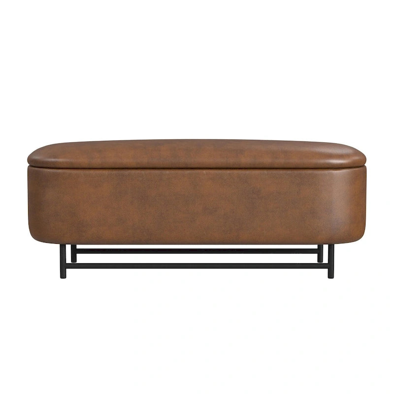 HomePop Ellipse Modern Storage Bench with Metal Legs
