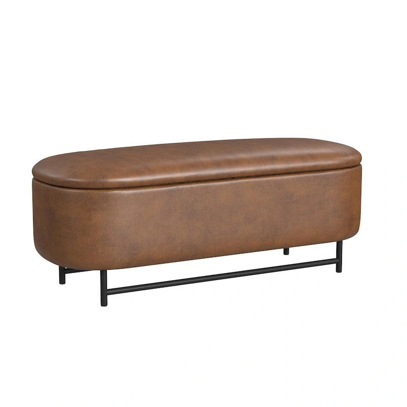HomePop Ellipse Modern Storage Bench with Metal Legs