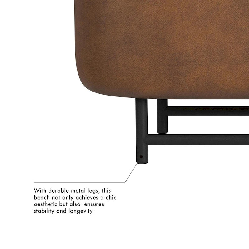 HomePop Ellipse Modern Storage Bench with Metal Legs