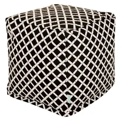 Bamboo Indoor/Outdoor Ottoman Pouf Cube, UV-Treated Polyester, Water & Stain-Resistant, 17in Cube