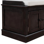 Storage Shoes Bench with 4 Doors and Adjustable Shelves, Removable Cushion