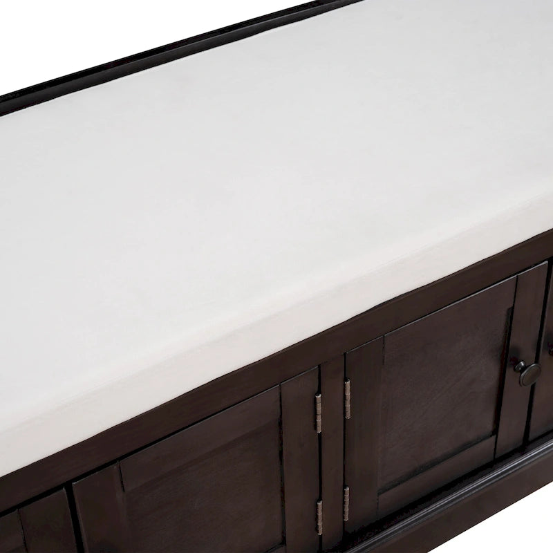 Storage Shoes Bench with 4 Doors and Adjustable Shelves, Removable Cushion