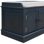 Storage Shoes Bench with 4 Doors and Adjustable Shelves, Removable Cushion