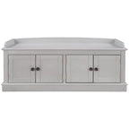 Storage Shoes Bench with 4 Doors and Adjustable Shelves, Removable Cushion