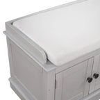 Storage Shoes Bench with 4 Doors and Adjustable Shelves, Removable Cushion