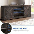 Farmhouse TV Stand with Sliding Barn Door, Media Console with Storage Cabinets, Fits TVs up to 65in