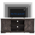 Farmhouse TV Stand with Sliding Barn Door, Media Console with Storage Cabinets, Fits TVs up to 65in