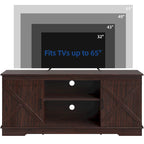 Farmhouse TV Stand with Sliding Barn Door, Media Console with Storage Cabinets, Fits TVs up to 65in