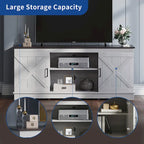 Farmhouse TV Stand with Sliding Barn Door, Media Console with Storage Cabinets, Fits TVs up to 65in