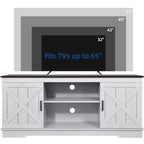 Farmhouse TV Stand with Sliding Barn Door, Media Console with Storage Cabinets, Fits TVs up to 65in