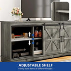 Farmhouse TV Stand with Sliding Barn Door, Media Console with Storage Cabinets, Fits TVs up to 65in