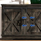 Farmhouse TV Stand with Sliding Barn Door, Media Console with Storage Cabinets, Fits TVs up to 65in