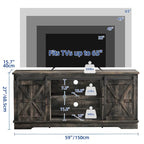 Farmhouse TV Stand with Sliding Barn Door, Media Console with Storage Cabinets, Fits TVs up to 65in