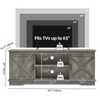 Farmhouse TV Stand with Sliding Barn Door, Media Console with Storage Cabinets, Fits TVs up to 65in