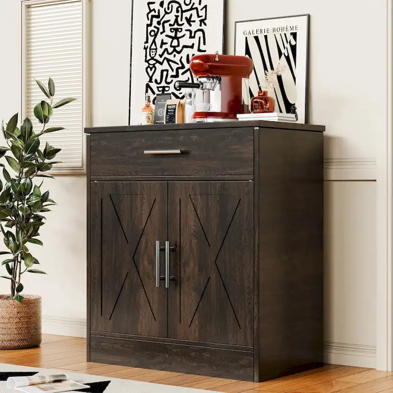 Sideboard Buffet Cabinet with Drawers and Doors, MDF, Multiple Sizes, Kitchen or Dining Room