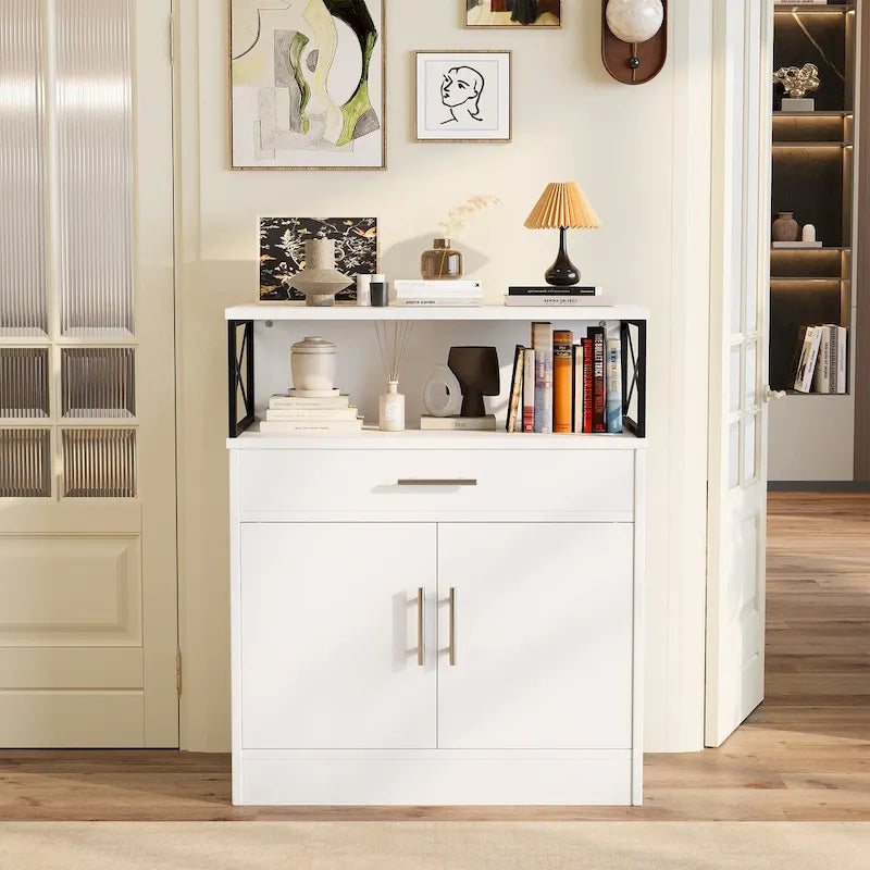 Sideboard Buffet Cabinet with Drawers and Doors, MDF, Multiple Sizes, Kitchen or Dining Room