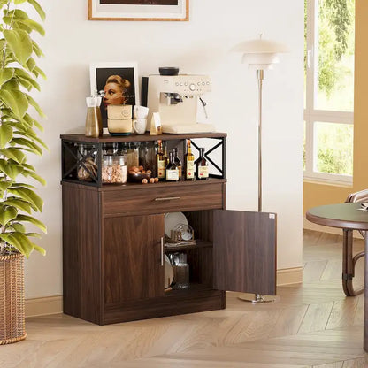Sideboard Buffet Cabinet with Drawers and Doors, MDF, Multiple Sizes, Kitchen or Dining Room
