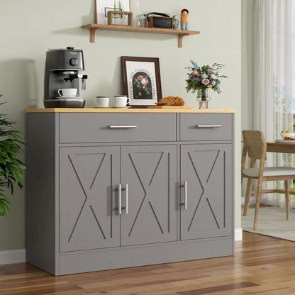 Sideboard Buffet Cabinet with Drawers and Doors, MDF, Multiple Sizes, Kitchen or Dining Room