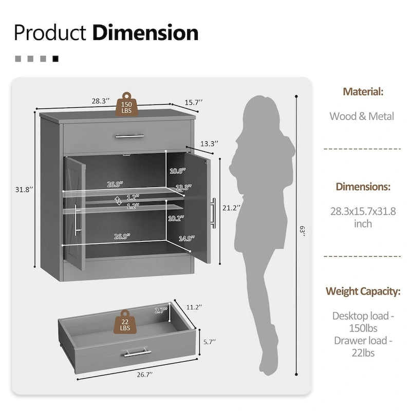 Futzca Sideboard Buffet Cabinet, Kitchen Storage Cabinet