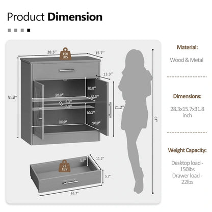 Sideboard Buffet Cabinet with Drawers and Doors, MDF, Multiple Sizes, Kitchen or Dining Room