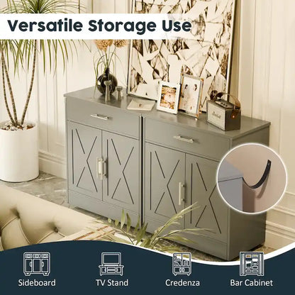 Sideboard Buffet Cabinet with Drawers and Doors, MDF, Multiple Sizes, Kitchen or Dining Room