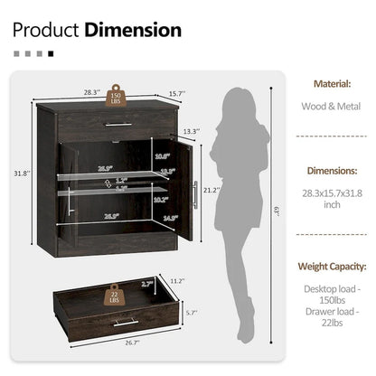 Sideboard Buffet Cabinet with Drawers and Doors, MDF, Multiple Sizes, Kitchen or Dining Room